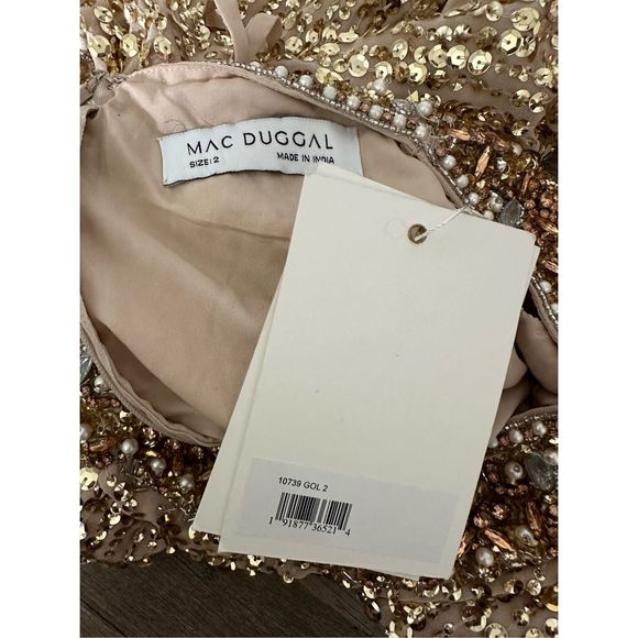 MAC DUGGAL EMBELLISHED SLEEVELESS HIGH NECK MIDI DRESS - Picture 11 of 11